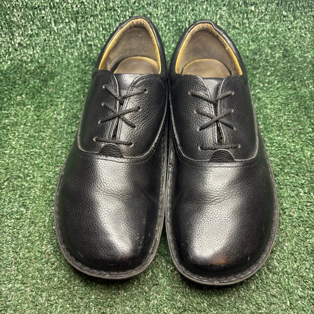 Alegria Spock Leather Slip Resistant Professional Oxford Shoes Black Mens Size 9
